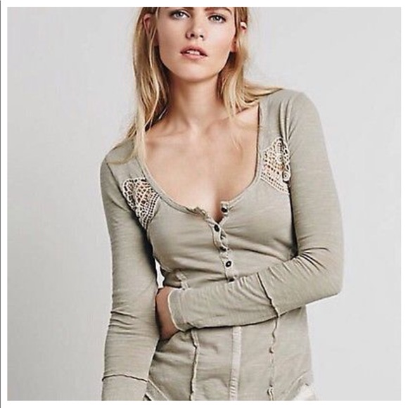 Free People Tops - Free people keepsake crochet Henley top